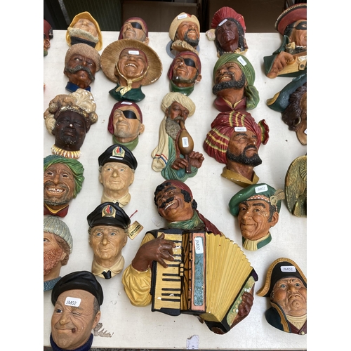 517 - Approx. eighty vintage Bossons chalkware head wall masks to include Chef, Spanish Lady, Snake charme... 