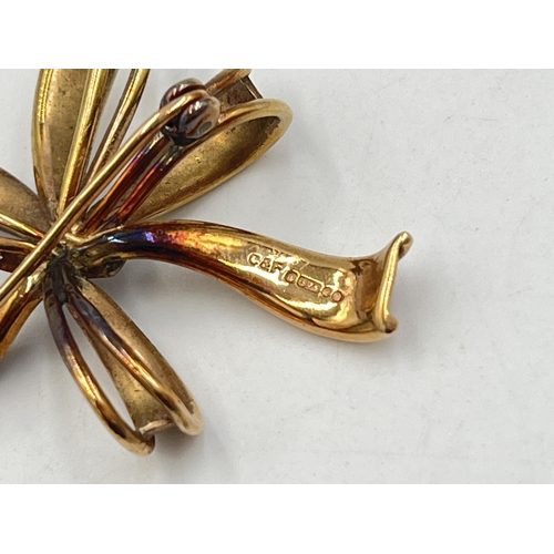 2012 - A Cropp & Farr hallmarked London 9ct gold brooch, dated 1959 - approx. gross weight 6.7g