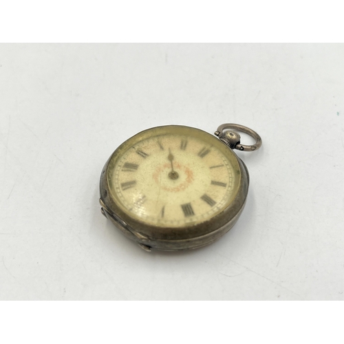 2039 - An .800 silver cased open face key wind pocket watch