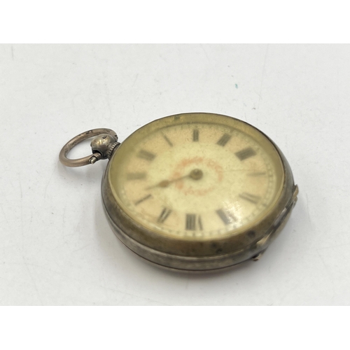 2039 - An .800 silver cased open face key wind pocket watch