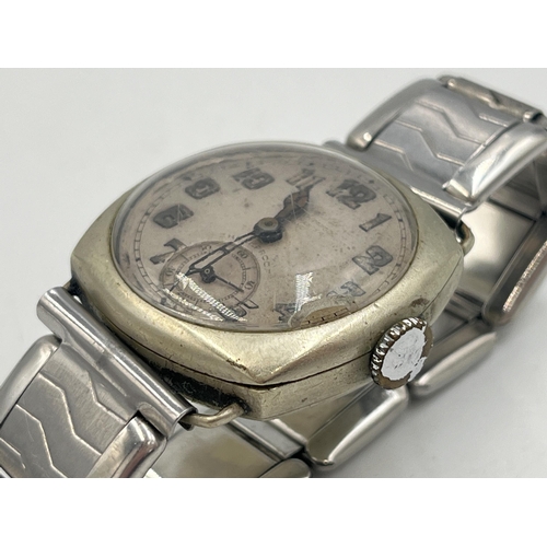 2042 - Two antique wristwatches, one hallmarked London import .925 silver cased trench and one Art Deco Rot... 