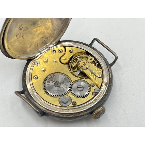 2042 - Two antique wristwatches, one hallmarked London import .925 silver cased trench and one Art Deco Rot... 