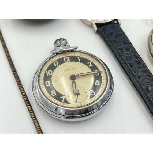 2048 - Seven wristwatches and four pocket watches to include an 18th century gilt metal pair cased verge po... 