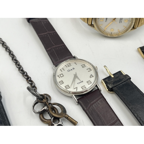 2048 - Seven wristwatches and four pocket watches to include an 18th century gilt metal pair cased verge po... 