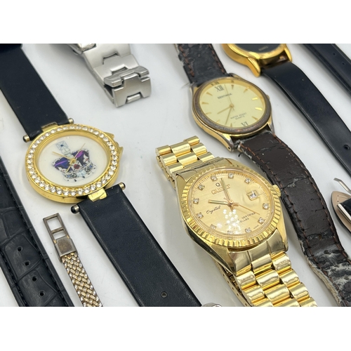 2049 - A collection of wristwatches to include Mondaine 17 jewels Incabloc mechanical, Quest quartz, Sekond... 