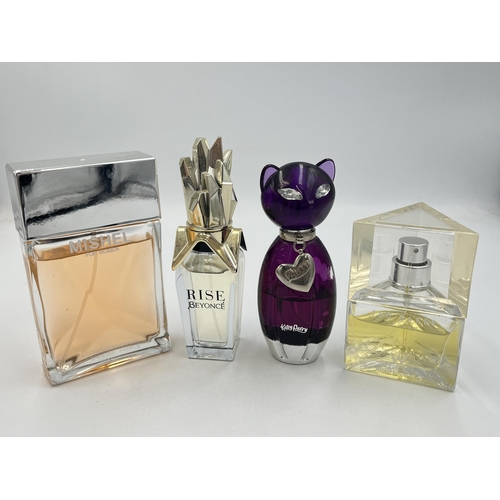 2053 - Four women's fragrance sprays, one Mishel 100ml eau de parfum, one Katy Perry Purrs 30ml eau de parf... 