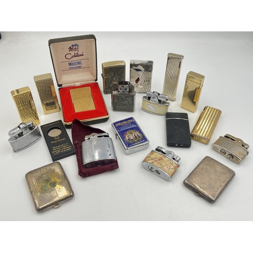 2066 - A collection of vesta cases and cigarette lighters to include boxed Colibri Molectric, Win 1000, Ron... 