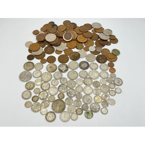 2071 - A collection of British pre-decimal coins to include approx. 314g of 50% silver examples