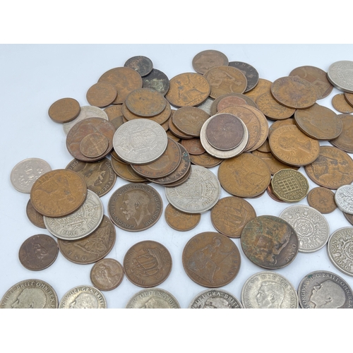 2071 - A collection of British pre-decimal coins to include approx. 314g of 50% silver examples