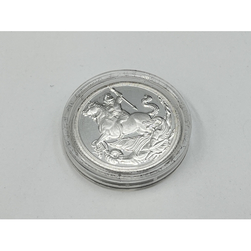 2073 - A 2019 .9999 silver brilliant uncirculated sovereign with certificate of authenticity