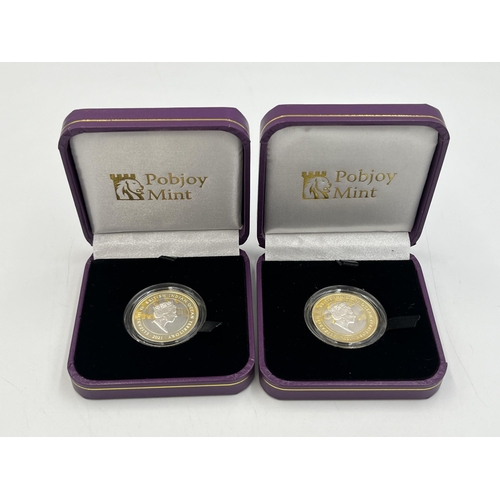 2076 - Two cased 2021 Pobjoy Mint 99.9% silver and GoldClad® outer 'The Queen's Beasts' limited edition of ... 