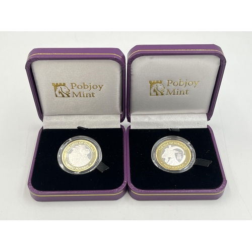 2076 - Two cased 2021 Pobjoy Mint 99.9% silver and GoldClad® outer 'The Queen's Beasts' limited edition of ... 