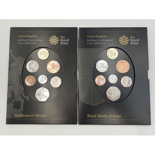 2080 - Three cased Royal Mint United Kingdom coin sets, one 1983 proof seven coin, one 1991 proof eight coi... 