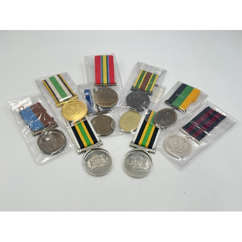 2102 - Ten South African medals to include A.N.C Boyr Service, Imbasa Yomkhosi Defence, Homeland Venda Poli... 