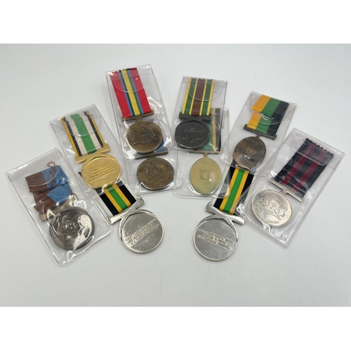 2102 - Ten South African medals to include A.N.C Boyr Service, Imbasa Yomkhosi Defence, Homeland Venda Poli... 