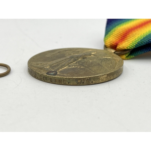 2113 - Two WWI British Victory medals, one presented to 402918 Spr. J. Copland R.E. and one presented to Gn... 