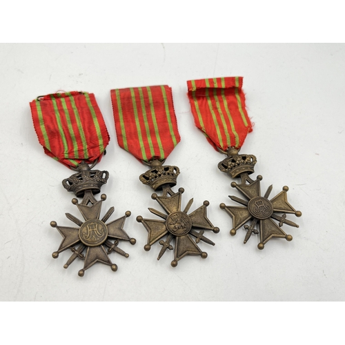 2115 - Three WWI Belgian Croix de Geurre medals