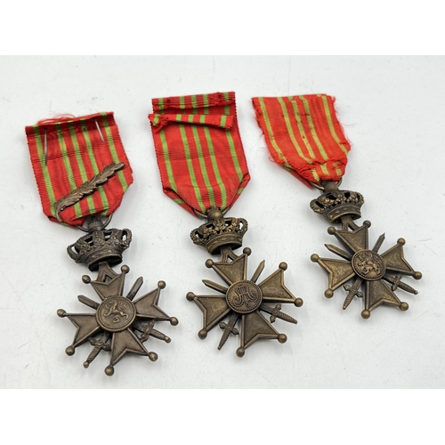 2115 - Three WWI Belgian Croix de Geurre medals