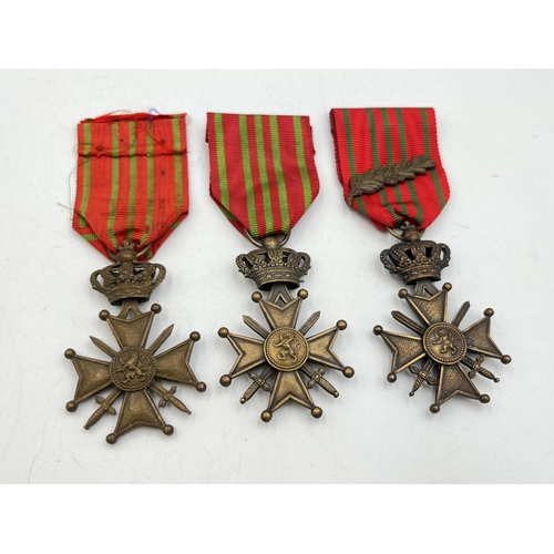 2116 - Three WWI Belgian Croix de Geurre medals