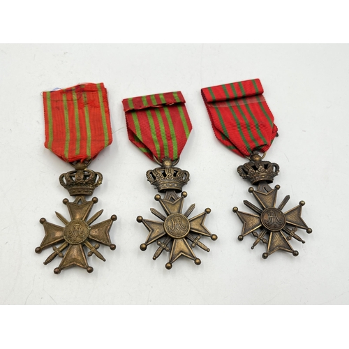 2116 - Three WWI Belgian Croix de Geurre medals