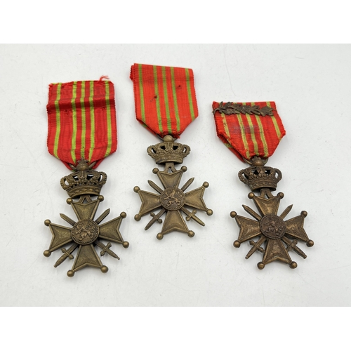 2119 - Three WWI Belgian Croix de Geurre medals