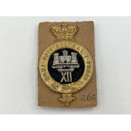 2130 - A Victorian Suffolk Regiment Officer's Glengarry badge