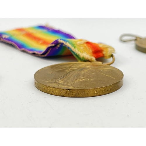 2139 - Three WWI British Victory medals, one presented to M2-117203 Pte. J. W. Bennett A.S.C., one presente... 