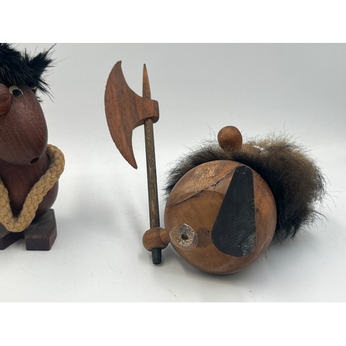 2067A - Five mid 20th century carved teak figurines attributed to Hans Bolling for Orskov & Co Denmark - lar... 