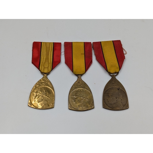 2162 - Three WWI Belgian 1914-1918 Commemorative War medals