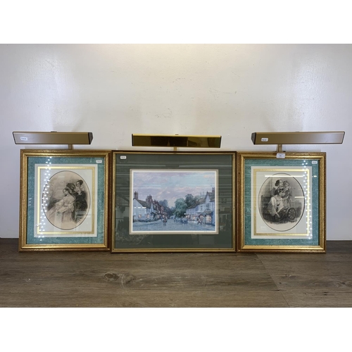 335 - Three gilt framed prints, one Robert Richardson 'Prestbury Village' pencil signed limited edition no... 