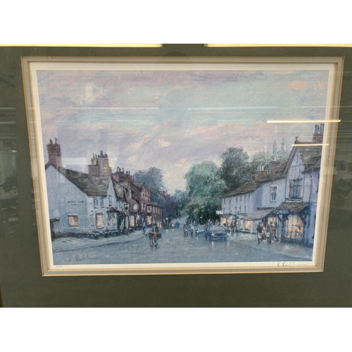 335 - Three gilt framed prints, one Robert Richardson 'Prestbury Village' pencil signed limited edition no... 