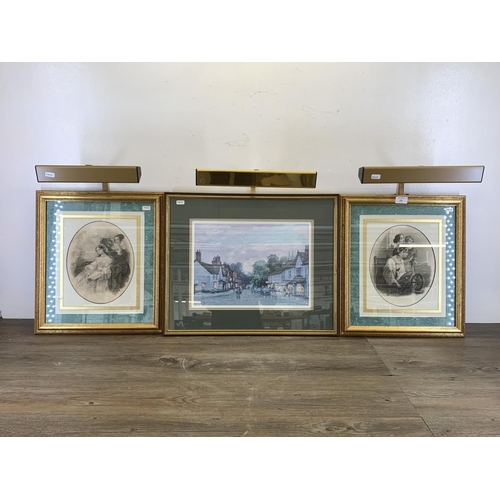 335 - Three gilt framed prints, one Robert Richardson 'Prestbury Village' pencil signed limited edition no... 