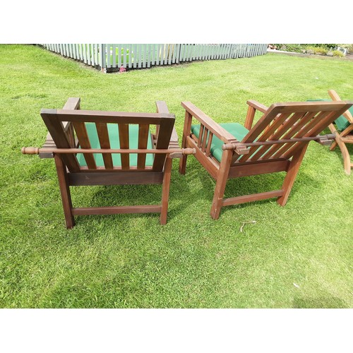 250A - A pair of teak reclining garden armchairs - approx. 93cm high x 65cm wide x 80cm deep