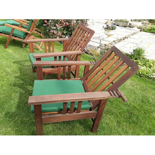 250A - A pair of teak reclining garden armchairs - approx. 93cm high x 65cm wide x 80cm deep