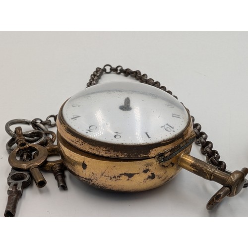 2048 - Seven wristwatches and four pocket watches to include an 18th century gilt metal pair cased verge po... 