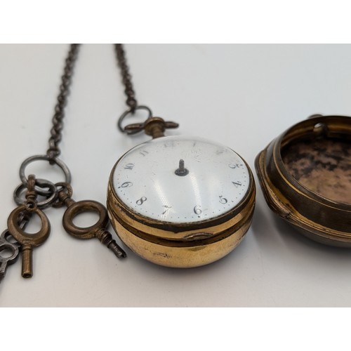 2048 - Seven wristwatches and four pocket watches to include an 18th century gilt metal pair cased verge po... 