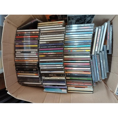 1170 - Nine boxes and a bag containing a large collection of mixed media to include LP vinyl records, CDs a... 