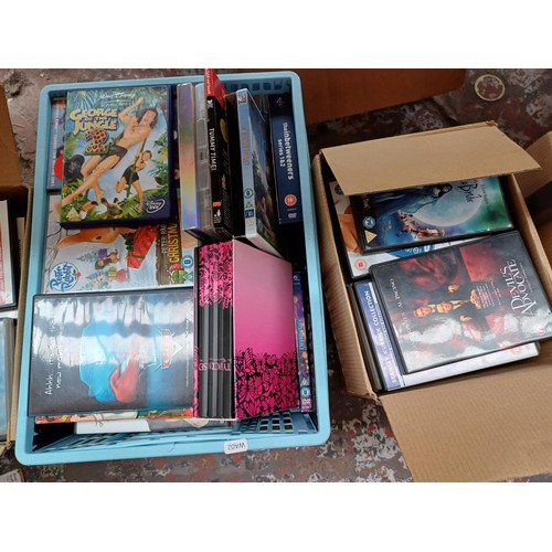 1170 - Nine boxes and a bag containing a large collection of mixed media to include LP vinyl records, CDs a... 