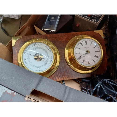 1171 - A collection of items to include fish tank, Widdop barometer and clock, large Maglite torch, slide p... 