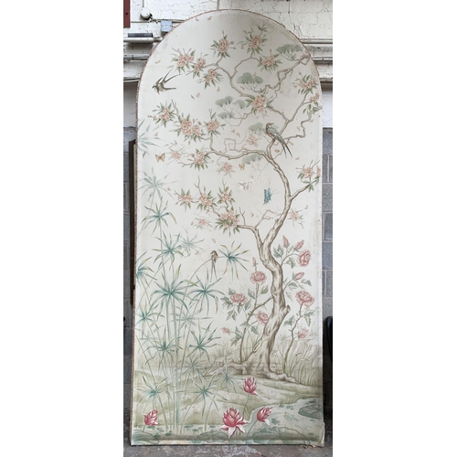 14 - A large Chinese silk watercolour on panel acquired from the Ritz Paris - approx. 320cm high x 136cm ... 