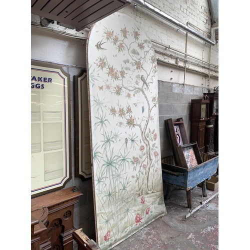 14 - A large Chinese silk watercolour on panel acquired from the Ritz Paris - approx. 320cm high x 136cm ... 