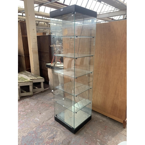 119 - A modern glass display cabinet with five shelves - approx. 192cm high x 52cm wide x 51cm deep