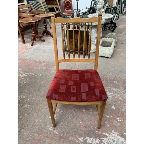 92 - A Stag Madrigal extending dining table and six chairs - approx. 72cm high x 96cm wide x 152cm long