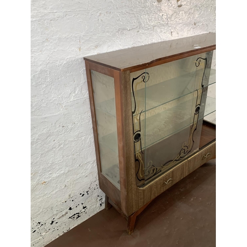 136 - A mid 20th century melamine and glass display cabinet - approx. 104cm high x 107cm wide x 30cm deep