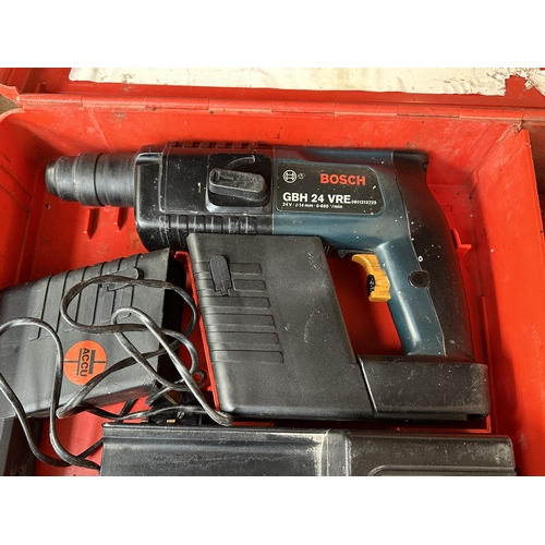 1042 - A cased Bosch GBH24VRE cordless SDS drill