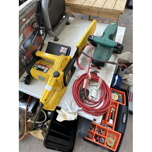 1074 - Two electric garden items, one McCulloch Electramac chainsaw and one Qualcast HedgeMaster 300+