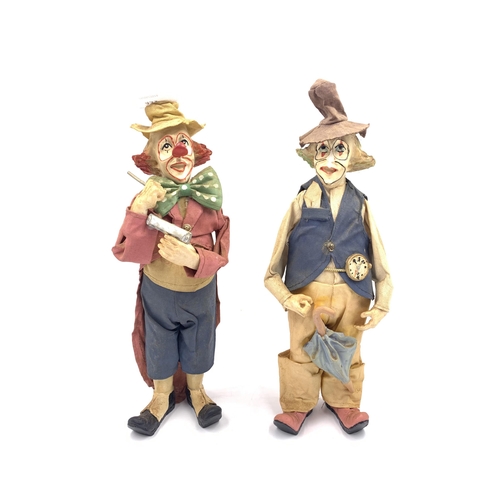 430 - Two vintage hand made resin clown figurines - approx. 26.5cm high