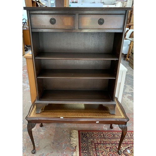 103 - Two pieces of mahogany furniture, one Edwardian style three tier bookcase with two drawers - approx.... 