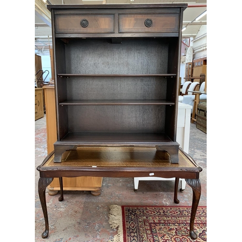 103 - Two pieces of mahogany furniture, one Edwardian style three tier bookcase with two drawers - approx.... 