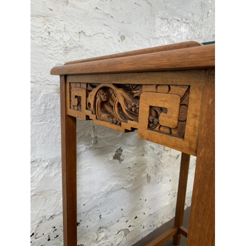 116 - Three Chinese carved hardwood side tables - largest approx. 66cm high x 50.5cm wide x 35cm deep